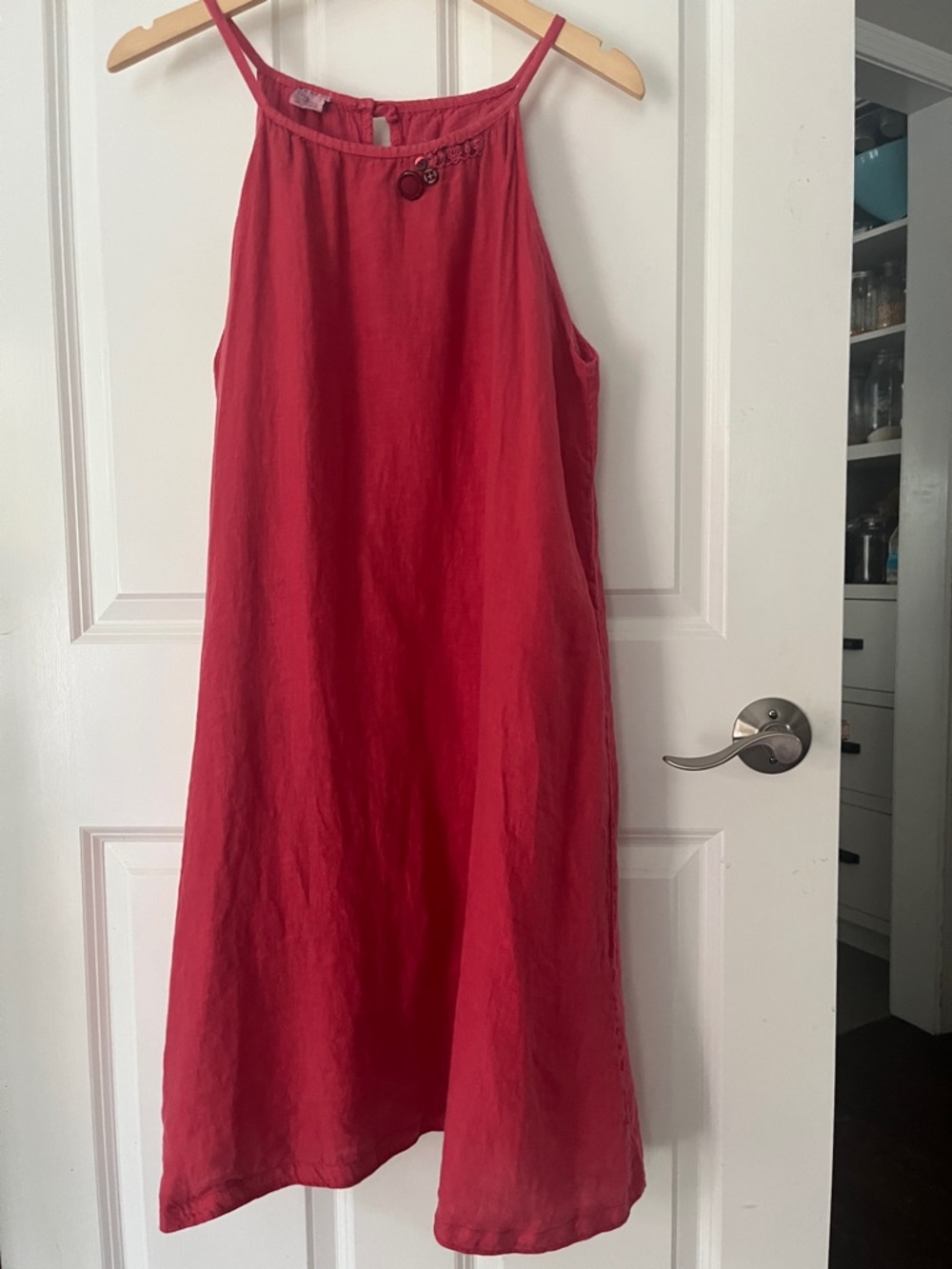 Sleeveless Asymmetrical Red Linen Dress